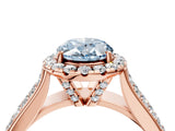 Rose gold Fancy Blue Oval  Halo Round Diamond Pave Band with Prong Setting_16