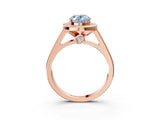 Rose gold Fancy Blue Oval  Halo Solitaire Diamond Ring with Pave Band and Bezel Setting_52