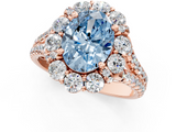 Rose gold Fancy Blue Oval  Halo Split Shank Diamond Engagement Ring with Pave Band and Four-Prong Setting_54