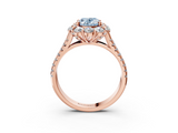 Rose gold Fancy Blue Oval  Halo Split Shank Diamond Engagement Ring with Pave Band and Four-Prong Setting_56
