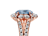 Rose gold Fancy Blue Oval  Halo Split Shank Diamond Engagement Ring with Pave Band and Four-Prong Setting_58
