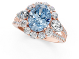 Rose gold Fancy Blue Oval  Halo Split Shank Diamond Engagement Ring with Prong Setting_21