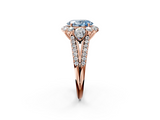Rose gold Fancy Blue Oval  Halo Split Shank Diamond Engagement Ring with Prong Setting_22