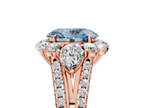 Rose gold Fancy Blue Oval  Halo Split Shank Diamond Engagement Ring with Prong Setting_25