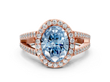 Rose gold Fancy Blue Oval  Halo Split Shank Diamond Ring with Four-Prong Setting_32