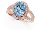 Rose gold Fancy Blue Oval  Halo Split Shank Diamond Ring with Four-Prong Setting_33