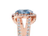 Rose gold Fancy Blue Oval  Halo Split Shank Diamond Ring with Four-Prong Setting_37
