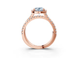 Rose gold Fancy Blue Oval  Halo Split Shank Diamond Ring with Pavé Setting_29