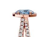 Rose gold Fancy Blue Oval  Halo Split Shank Diamond Ring with Pavé Setting_31