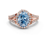 Rose gold Fancy Blue Oval  Halo Split Shank Diamond Ring with Prong Setting_20