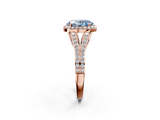 Rose gold Fancy Blue Oval  Halo Split Shank Diamond Ring with Prong Setting_22