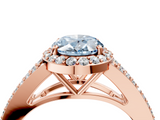 Rose gold Fancy Blue Oval  Halo Split Shank Diamond Ring with Prong Setting_24