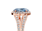 Rose gold Fancy Blue Oval  Halo Split Shank Diamond Ring with Prong Setting_25