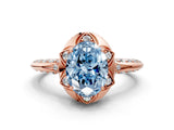 Rose gold Fancy Blue Oval  Halo Split Shank Pave Diamond Ring with Petal Prong Setting_21