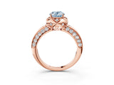 Rose gold Fancy Blue Oval  Halo Split Shank Pave Diamond Ring with Petal Prong Setting_24