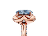 Rose gold Fancy Blue Oval  Halo Split Shank Pave Diamond Ring with Petal Prong Setting_26