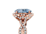 Rose gold Fancy Blue Oval  Halo Twist Band Solitaire Ring with Six-Prong Setting_37