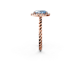 Rose gold Fancy Blue Oval  Halo Twisted Band Four-Prong Diamond Ring_22