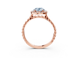 Rose gold Fancy Blue Oval  Halo Twisted Band Four-Prong Diamond Ring_23