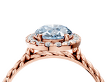 Rose gold Fancy Blue Oval  Halo Twisted Band Four-Prong Diamond Ring_24