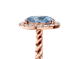 Rose gold Fancy Blue Oval  Halo Twisted Band Four-Prong Diamond Ring_25