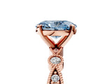 Rose gold Fancy Blue Oval  Milgrain Bezel Diamond Engagement Ring with Solitaire Prong Setting_148