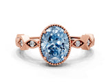Rose gold Fancy Blue Oval  Milgrain Marquise Diamond Twist Band Ring_62