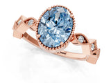 Rose gold Fancy Blue Oval  Milgrain Marquise Diamond Twist Band Ring_63
