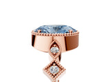 Rose gold Fancy Blue Oval  Milgrain Marquise Diamond Twist Band Ring_67