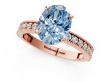 Rose gold Fancy Blue Oval  Milgrain Pave Diamond Engagement Ring with Four-Prong Setting_174