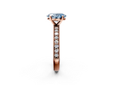 Rose gold Fancy Blue Oval  Milgrain Pave Diamond Engagement Ring with Four-Prong Setting_175