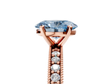 Rose gold Fancy Blue Oval  Milgrain Pave Diamond Engagement Ring with Four-Prong Setting_178
