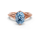 Rose gold Fancy Blue Oval  Solitaire Beaded Band Six-Prong Setting_12