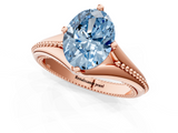 Rose gold Fancy Blue Oval  Solitaire Beaded Band Six-Prong Setting_13