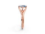 Rose gold Fancy Blue Oval  Solitaire Beaded Band Six-Prong Setting_14