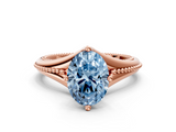 Rose gold Fancy Blue Oval  Solitaire Beaded Band Six-Prong Setting_30