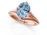 Rose gold Fancy Blue Oval  Solitaire Beaded Band Six-Prong Setting_31