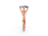 Rose gold Fancy Blue Oval  Solitaire Beaded Band Six-Prong Setting_32
