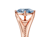 Rose gold Fancy Blue Oval  Solitaire Beaded Band Six-Prong Setting_5