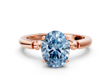 Rose gold Fancy Blue Oval  Solitaire Beaded Band with Four-Prong Setting_77