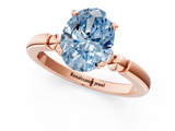 Rose gold Fancy Blue Oval  Solitaire Beaded Band with Four-Prong Setting_78