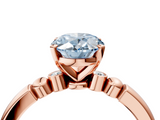 Rose gold Fancy Blue Oval  Solitaire Beaded Band with Four-Prong Setting_81
