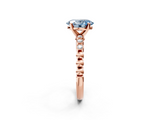 Rose gold Fancy Blue Oval  Solitaire Bezel Accent Diamond Engagement Ring with Beaded Band and Four-Prong Setting_56