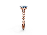 Rose gold Fancy Blue Oval  Solitaire Bezel Accent Diamond Engagement Ring with Beaded Band and Four-Prong Setting_57