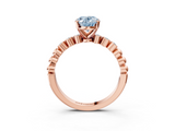 Rose gold Fancy Blue Oval  Solitaire Bezel Accent Diamond Engagement Ring with Beaded Band and Four-Prong Setting_58