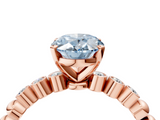 Rose gold Fancy Blue Oval  Solitaire Bezel Accent Diamond Engagement Ring with Beaded Band and Four-Prong Setting_59
