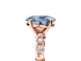 Rose gold Fancy Blue Oval  Solitaire Bezel Accent Diamond Engagement Ring with Beaded Band and Four-Prong Setting_60