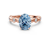 Rose gold Fancy Blue Oval  Solitaire Bezel-Set Diamond Ring with Beaded Band and Four-Prong Setting_32