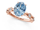 Rose gold Fancy Blue Oval  Solitaire Bezel-Set Diamond Ring with Beaded Band and Four-Prong Setting_33