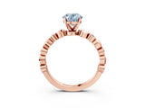 Rose gold Fancy Blue Oval  Solitaire Bezel-Set Diamond Ring with Beaded Band and Four-Prong Setting_35